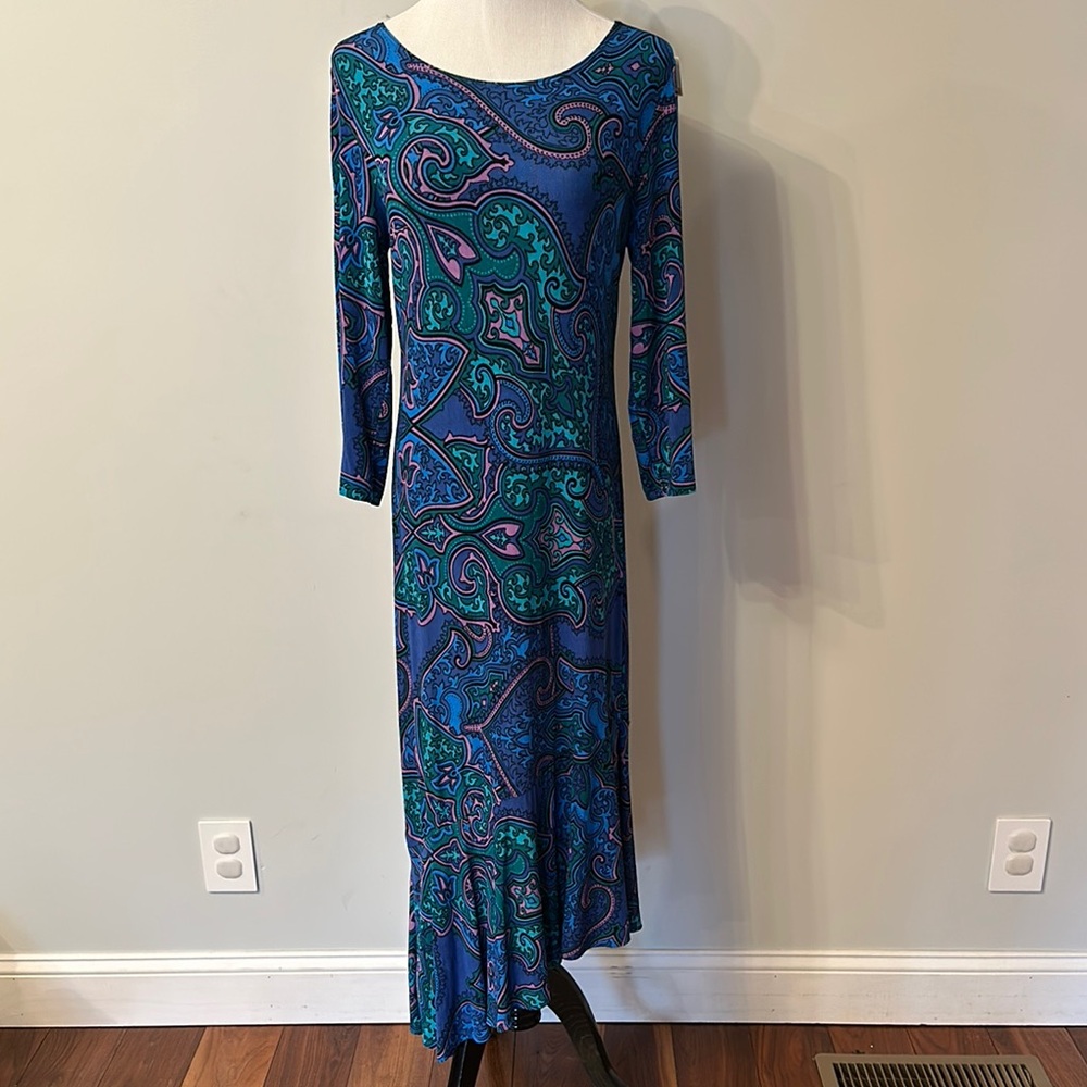 Chico’s Blue Green Sheath Dress | Travel Friendly, Classic Style, Resort Wear